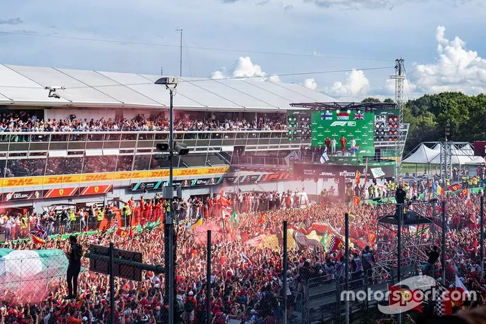 Podium celebration atmosphere