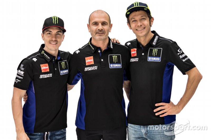 Valentino Rossi, Yamaha Factory Racing, Maverick Vinales, Yamaha Factory Racing, Maio Meregalli, team manager Yamaha Factory Racing