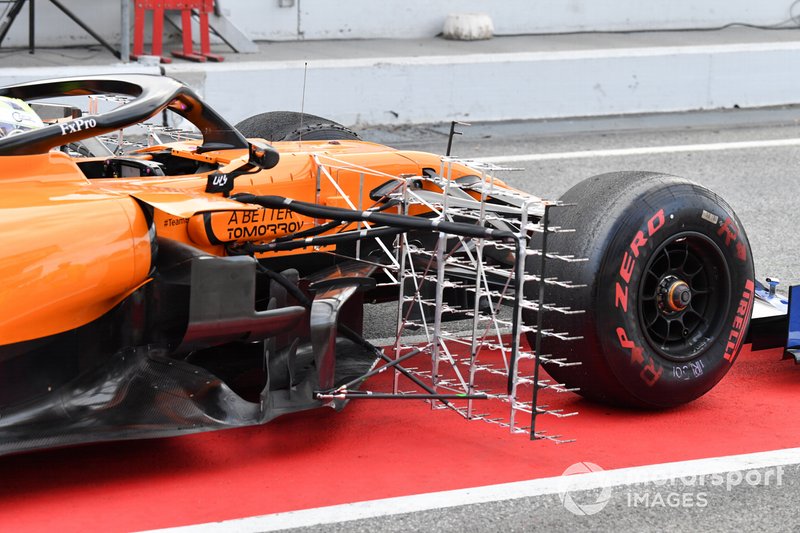 Lando Norris, McLaren MCL34 with aero sensors