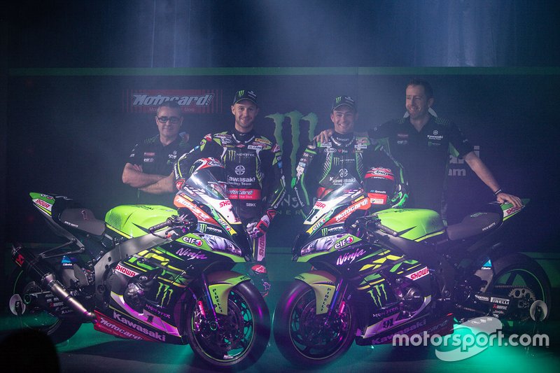 Jonathan Rea, Kawasaki Racing Team, Leon Haslam, Kawasaki Racing Team, Marcel Duinker, capotecnico di Leon Haslam, Kawasaki Racing Team, Pere Riba, capotecnico di Jonathan Rea, Kawasaki Racing Team