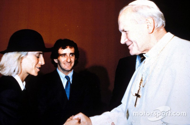 Alain Prost mit Ehefrau Anne-Marie und Papst Johannes Paul II