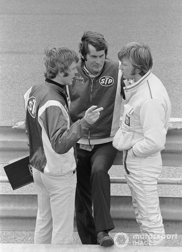 Director de March Max Mosley, diseñador de March Robin Herd, Ronnie Peterson, March 711 Ford