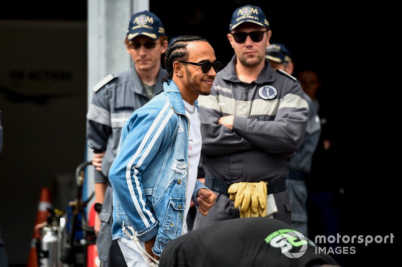 Lewis Hamilton, Mercedes AMG F1 arrives in the paddock