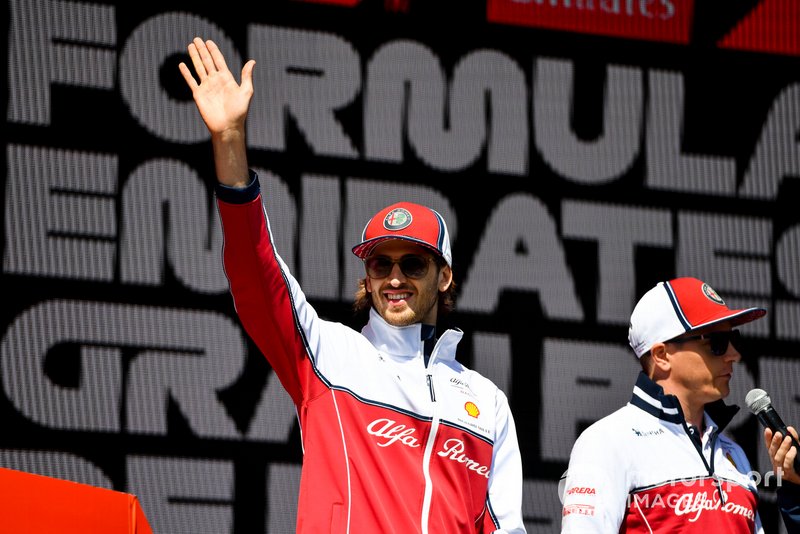 Antonio Giovinazzi, Alfa Romeo Racing on stage at the Fan Zone