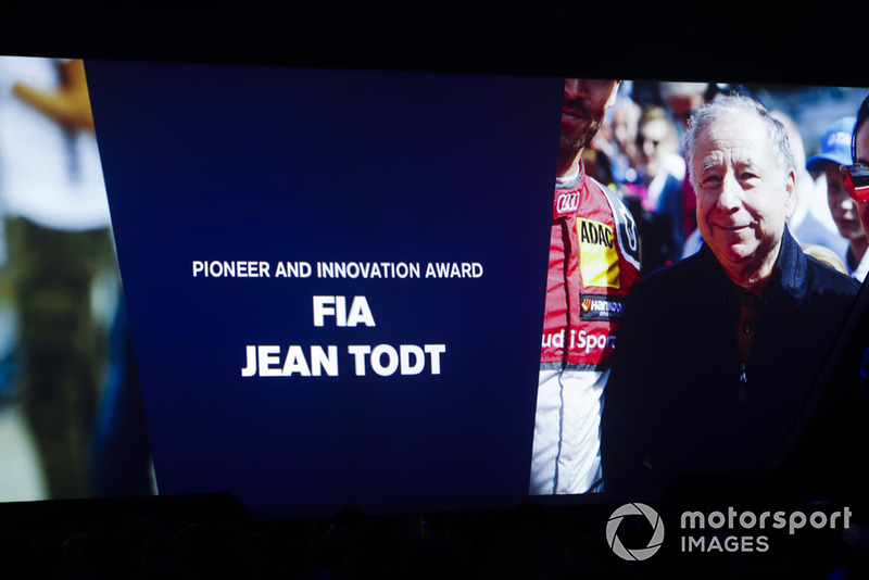FIA President Jean Todt receives the Pioneer and Innovation Award