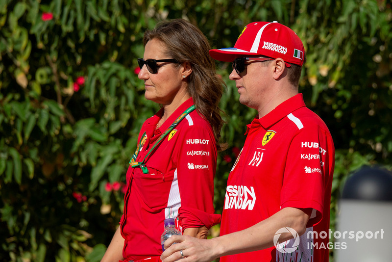 Kimi Raikkonen, Ferrari and Stefania Bocchi, Ferrari Press Officer