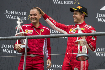 Sebastian Vettel, Ferrari et David Sanchez, Ferrari sur le podium