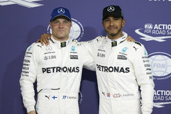 Front row starters, pole man Valtteri Bottas, Mercedes AMG F1, Lewis Hamilton, Mercedes AMG F1