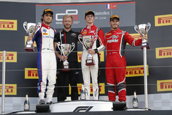 Race winner Callum Ilott, ART Grand Prix, second place Pedro Piquet, Trident, third place Joey Mawson, Arden International