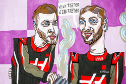 Шарж: гонщики Haas F1 Team Ромен Грожан и Кевин Магнуссен