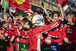 Race winner Sebastian Vettel, Ferrari celebrates in parc ferme