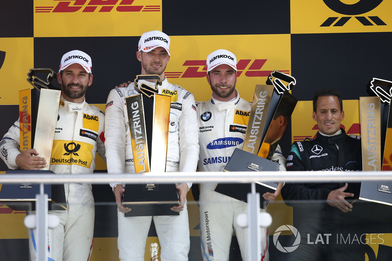 Podio: il vincitore della gara Edoardo Mortara, Mercedes-AMG Team HWA, il secondo classificato Timo Glock, BMW Team RMG, il terzo classificato Philipp Eng, BMW Team RBM