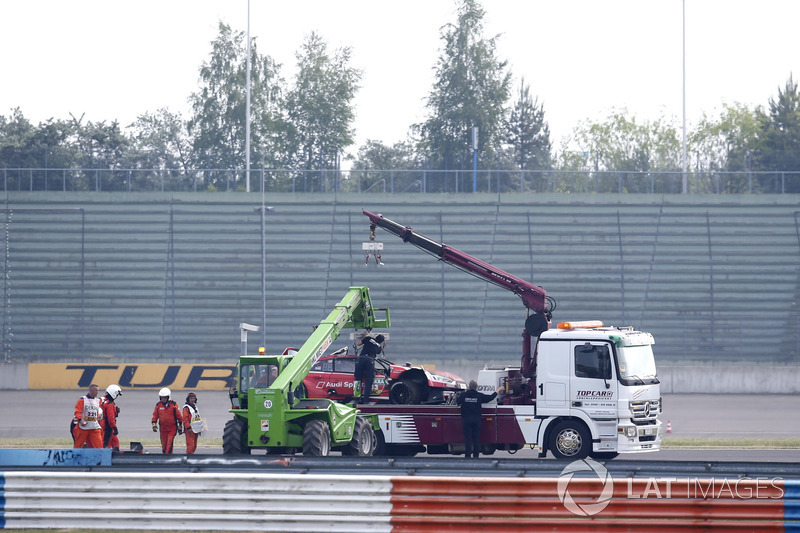 The car of René Rast, Audi Sport Team Rosberg, Audi RS 5 DTM after the crash