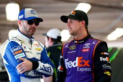 Jimmie Johnson, Hendrick Motorsports Chevrolet and Denny Hamlin, Joe Gibbs Racing Toyota