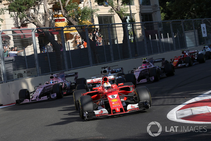 Sebastian Vettel, Ferrari SF70H at the restart