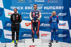 Podium: race winner Adam Lacko, Freightliner , second place Norbert Kiss, Mercedes, third place Steffi Halm, MAN