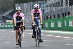 Sergio Perez, Sahara Force India and Esteban Ocon, Sahara Force India F1 cycle the track