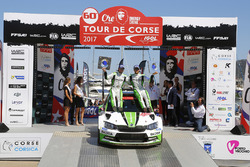 WRC2-winnaars Andreas Mikkelsen, Anders Jäger, Skoda Fabia R5
