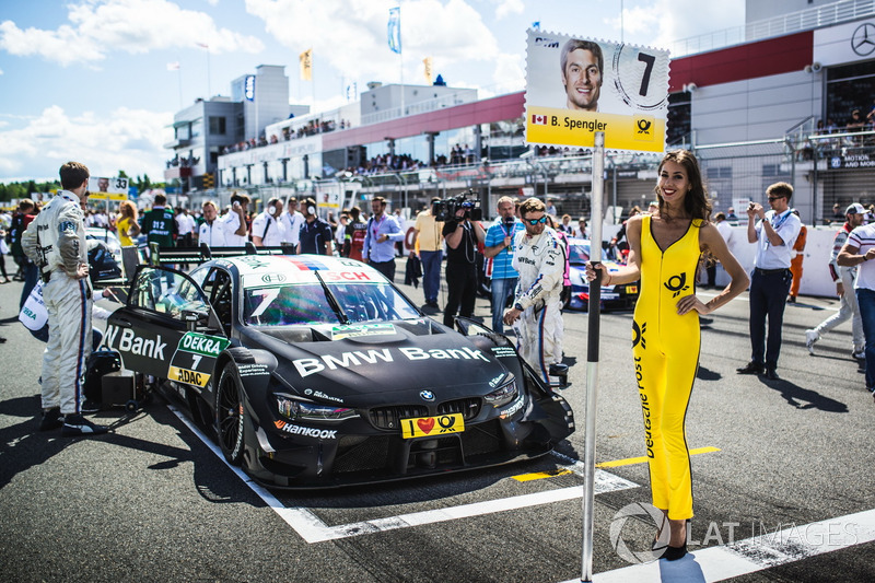 Grid girl of Bruno Spengler, BMW Team RBM, BMW M4 DTM