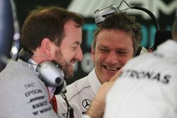 James Allison, Mercedes AMG F1 W08 Technical Director (Centre) with Bradley Lord, Mercedes AMG F1 W0