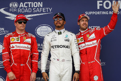 Qualifying Top 3: polesitter Lewis Hamilton, Mercedes AMG F1, second place Kimi Raikkonen, Ferrari, third place Sebastian Vettel, Ferrari