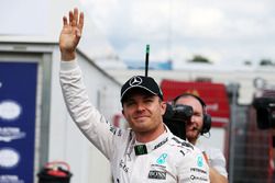 Nico Rosberg, Mercedes AMG F1 celebrates his pole position in parc ferme