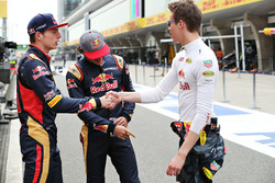 Daniel Ricciardo, Red Bull Racing, Carlos Sainz Jr., Scuderia Toro Rosso, and Max Verstappen, Scuderia Toro Rosso