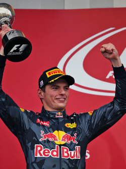 Max Verstappen, Red Bull Racing op het podium