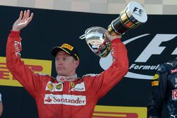 Kimi Raikkonen, Ferrari celebrates his second position on the podium