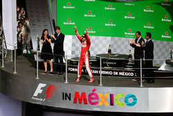 Sebastian Vettel, Ferrari celebrates his third position on the podium