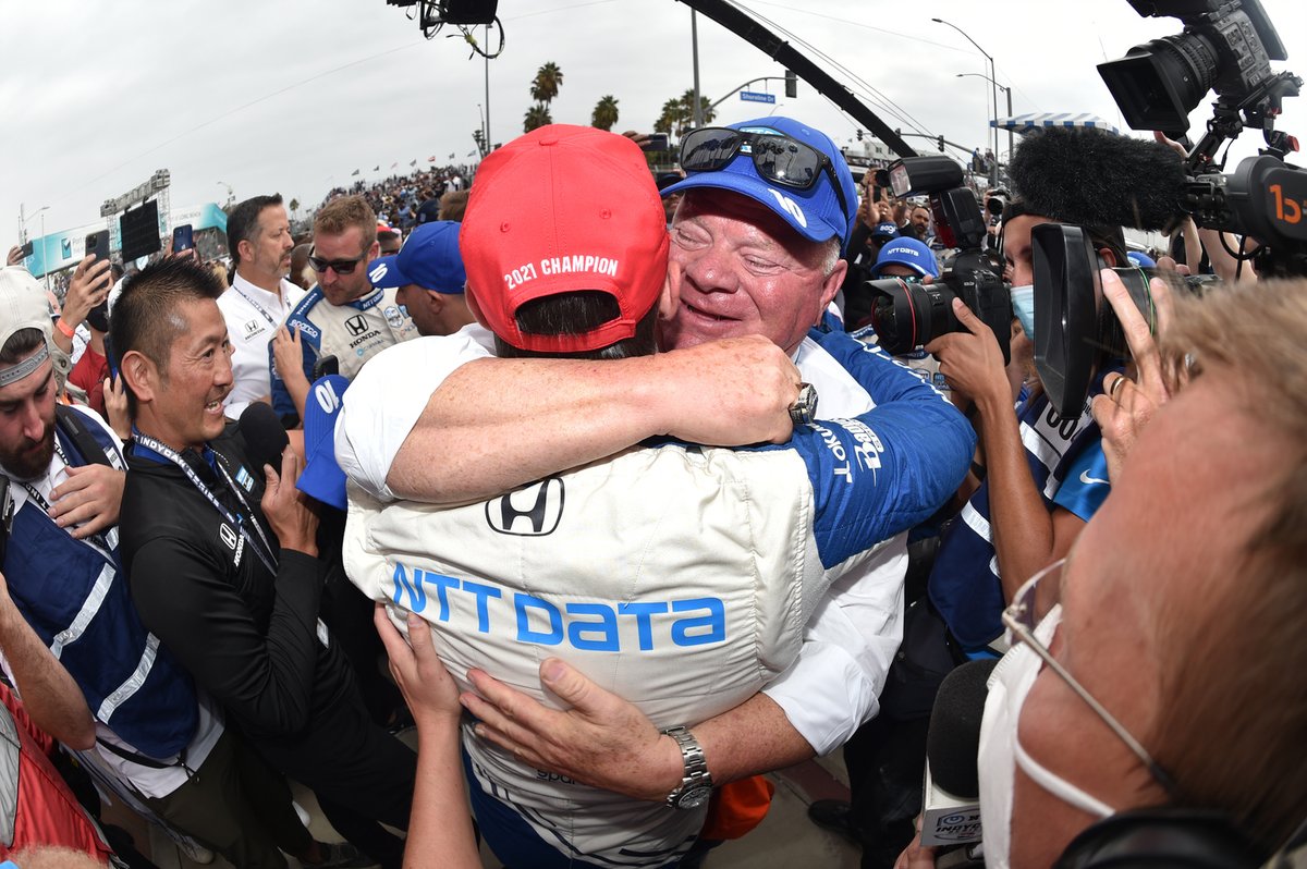 Champion Alex Palou, Chip Ganassi Racing Honda and team owner Chip Ganassi