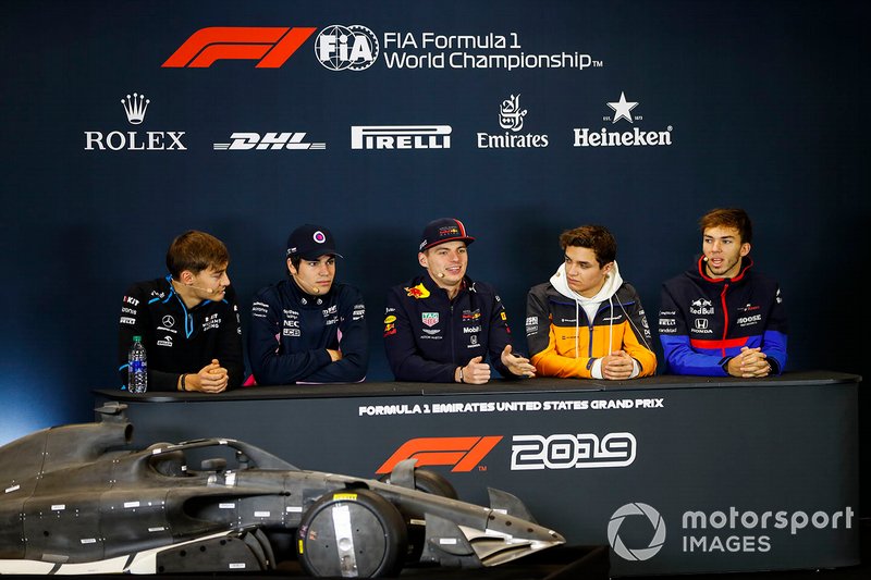 Conferenza stampa, George Russell, Williams Racing, Lance Stroll, Racing Point, Max Verstappen, Red Bull Racing, Lando Norris, McLaren e Pierre Gasly, Toro Rosso