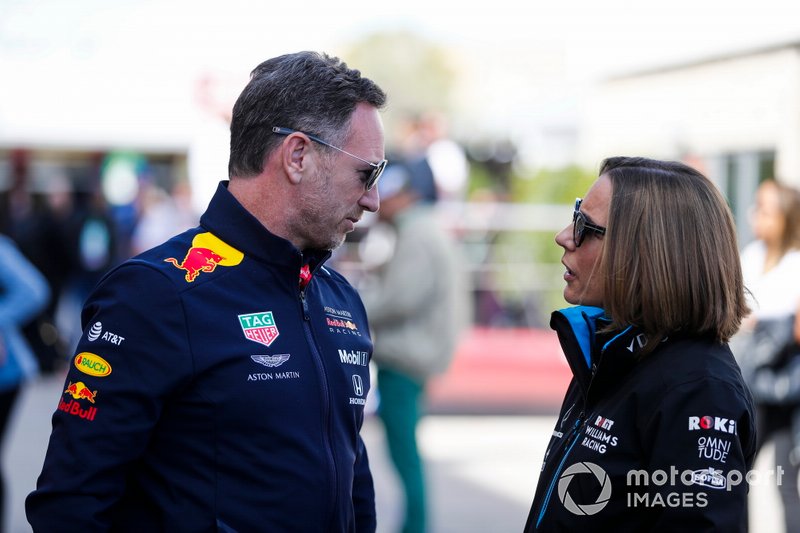 Christian Horner, Team Principal, Red Bull Racing, and Claire Williams, Deputy Team Principal, Williams Racing