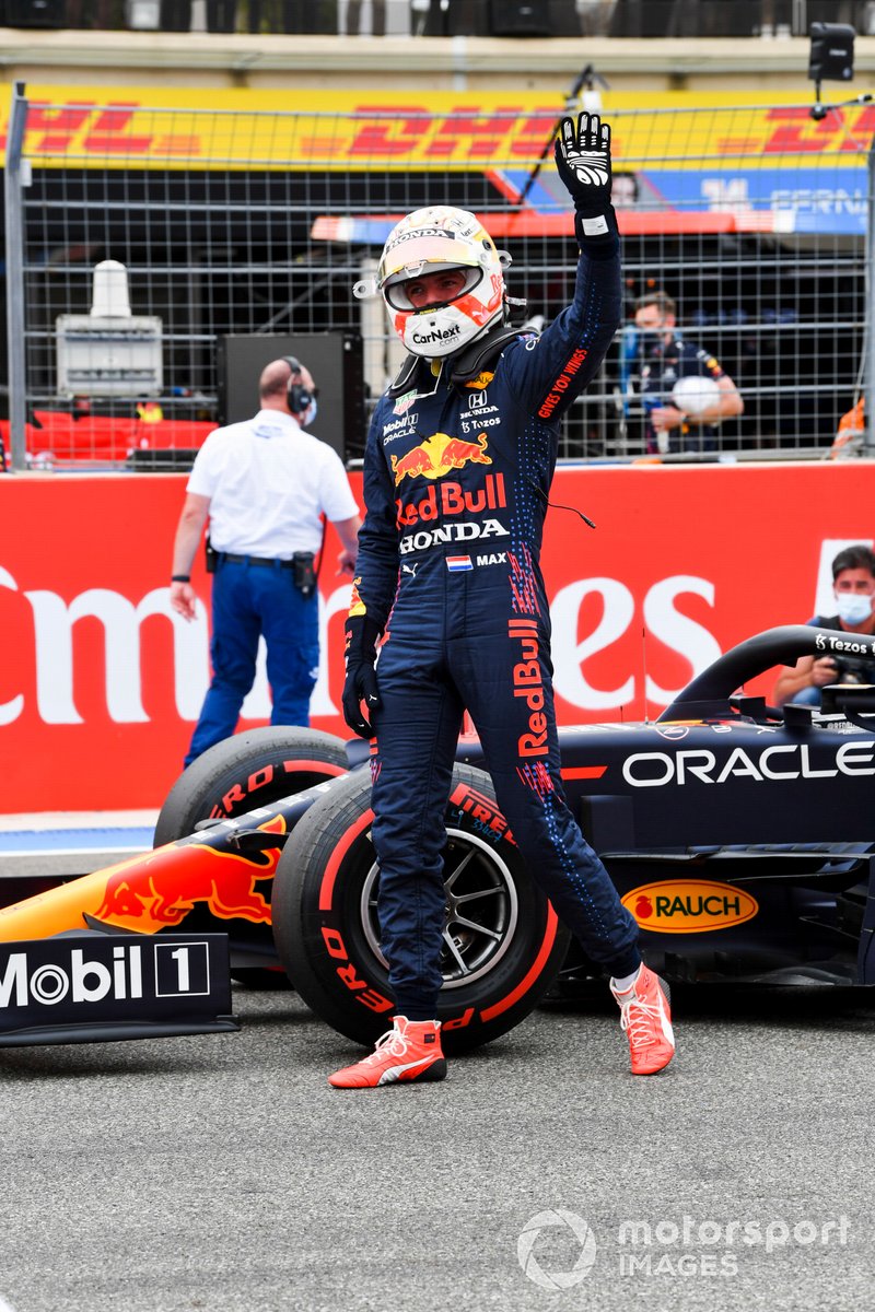 Pole man Max Verstappen, Red Bull Racing, nel Parc Ferme