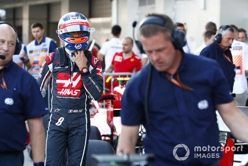 Romain Grosjean, Haas F1 Team, dans le Parc Fermé