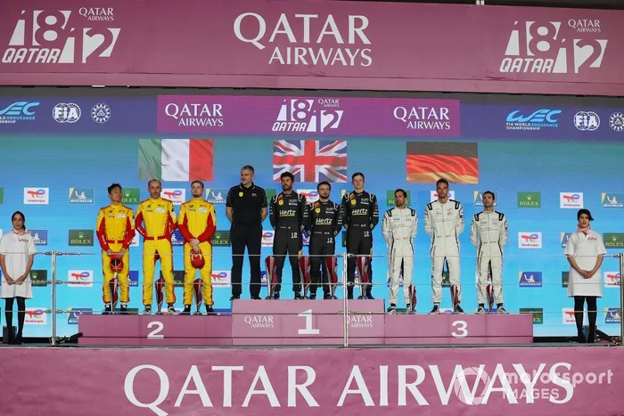 #83 AF Corse Ferrari 499P: Robert Kubica, Robert Shwartzman, Yifei Ye, #12 Hertz Team Jota Porsche 963: William Stevens, Callum Ilott, Norman Nato, #91 Manthey EMA Porsche 911 GT3 R LMGT3: Yasser Shahin, Morris Schuring, Richard Lietz.