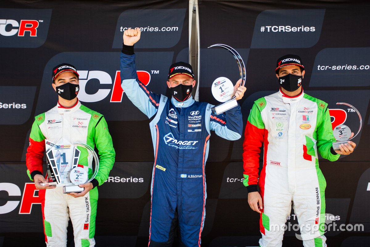 Podio: 2° posto, Sami Taoufik, Comtoyou Racing, Audi RS 3 LMS TCR, 1° posto, Andreas Backman, Target Competition, Hyundai i30 N TCR, 3° posto, Mehdi Bennani, Comtoyou Racing, Audi RS 3 LMS TCR