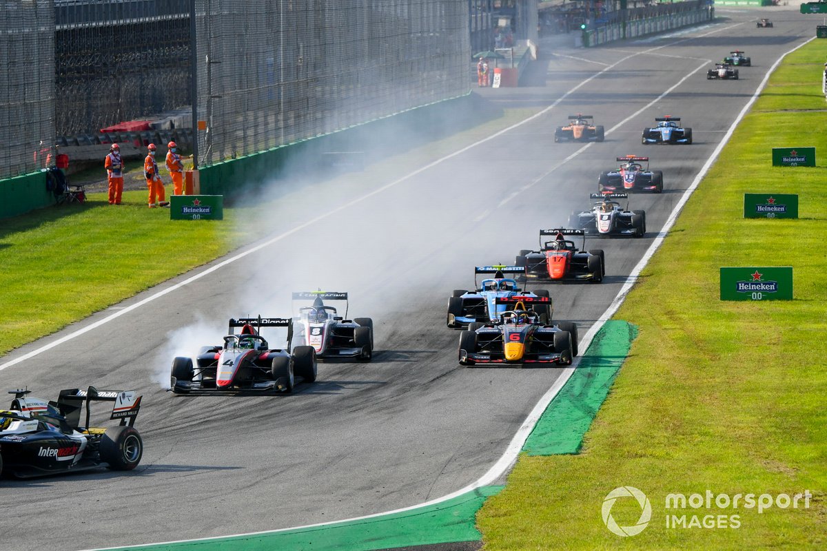 Pierre-Louis Chovet, Hitech Grand Prix, Alexander Smolvar, ART Grand Prix y Dennis Hauger, Hitech Grand Prix