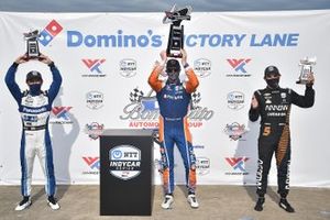 Race 1 podium: Winner Scott Dixon, Chip Ganassi Racing Honda, Takuma Sato, Rahal Letterman Lanigan Racing Honda, Patricio O'Ward, Arrow McLaren SP Chevrolet