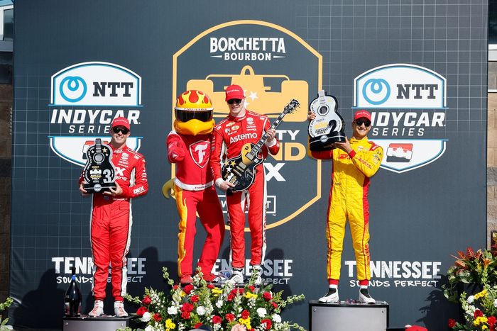 Scott McLaughlin, Team Penske, Josef Newgarden, Team Penske, Alex Palou, Chip Ganassi Racing