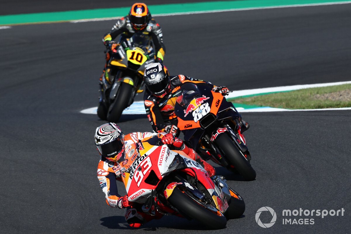 Marc Marquez, Repsol Honda Team, Miguel Oliveira, Red Bull KTM Factory Racing, et Luca Marini, VR46 Racing Team