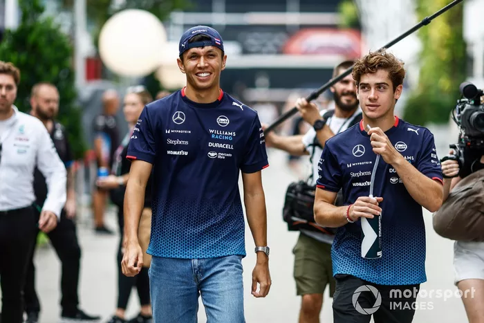 Alex Albon, Williams Racing, Franco Colapinto, Williams Racing, in the Paddock 