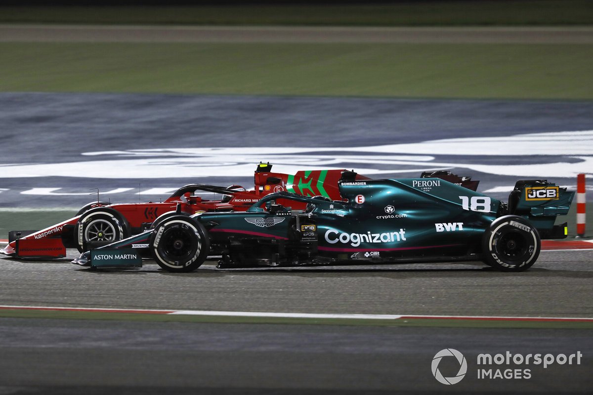 Carlos Sainz Jr., Ferrari SF21, Lance Stroll, Aston Martin AMR21