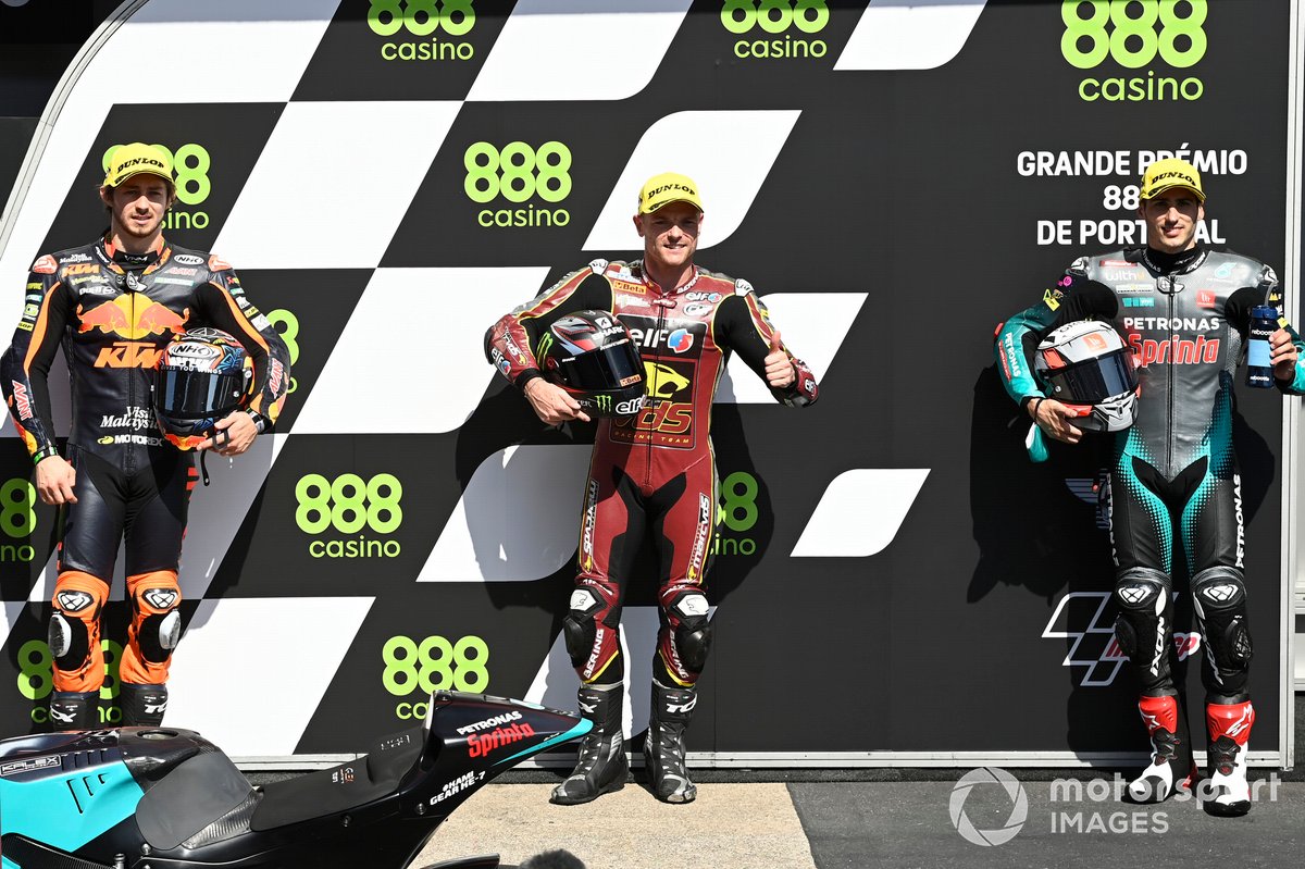 Sam Lowes, Marc VDS Racing Team, Remy Gardner, Red Bull KTM Ajo, Xavi Vierge, Petronas Sprinta Racing parc ferme