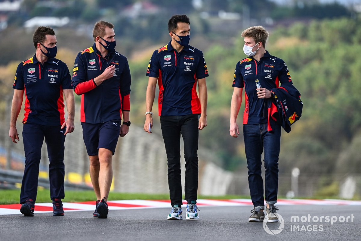 Alex Albon, Red Bull Racing walks the track