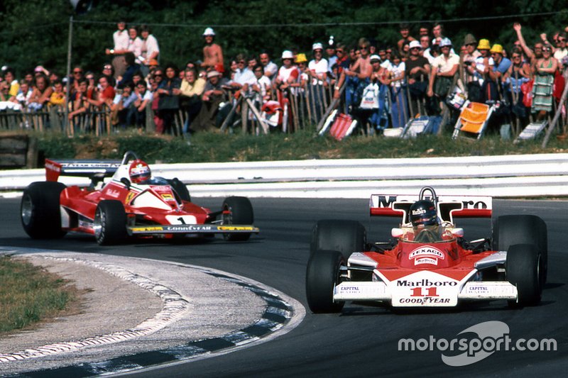 Niki Lauda, Ferrari and James Hunt, McLaren