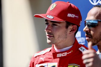 Charles Leclerc, Ferrari,. and pole man Lewis Hamilton, Mercedes AMG F1