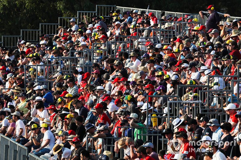 Fans watch from a packed grandstand