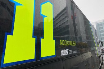 Logo di Nicolò Bulega, Sky Racing Team su un camion