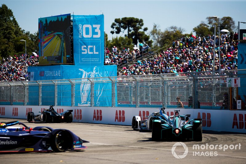 Oliver Rowland, Nissan e.Dams, Nissan IMO1 Felipe Massa, Venturi Formula E, Venturi VFE05 andMitch Evans, Jaguar Racing, Jaguar I-Type 3